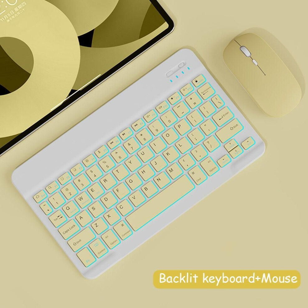 (, Rgb Keyboard+Mouse) Bluetooth Wireless Keyboard And Mouse Russian French Portugue Spanish Korean Language For Android Ios Windows Phone Table Yellow 8438529367663