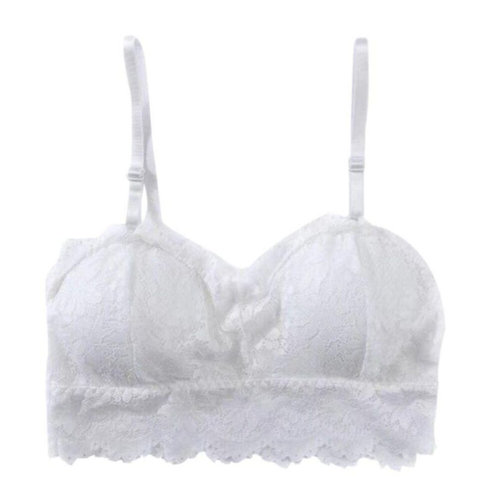 (white) Women&apos;s Bralette Bra Wireless Beautiful Back Lace Bra Soft Brassiere Underwear Lingerie Intimates