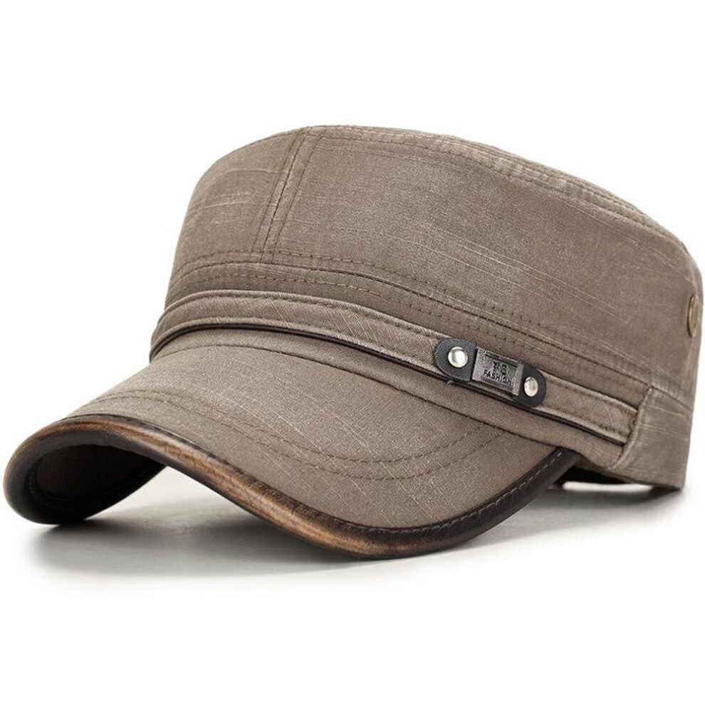 (army green, 56-60cm) New Vintage Flat Top Cap Classic Snapback Baseball Cap Men Women Cotton Trucker Cap Dad Hat