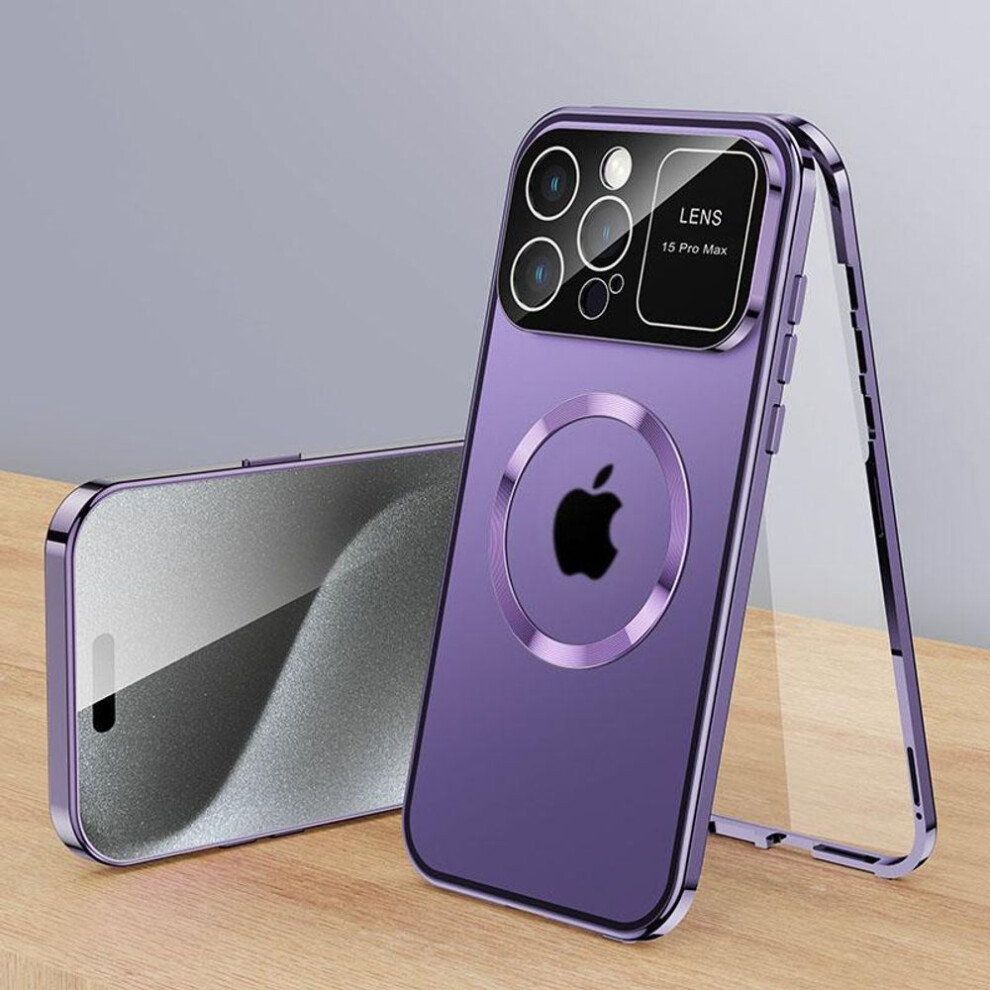 (purple, For iPhone 13 Pro Max) Magnetic Full Coverage Phone Case For Iphone 13 12 14 15 16 Pro Max 14 Plus Metal Aluminum Phone Cover Magsafe For Iph