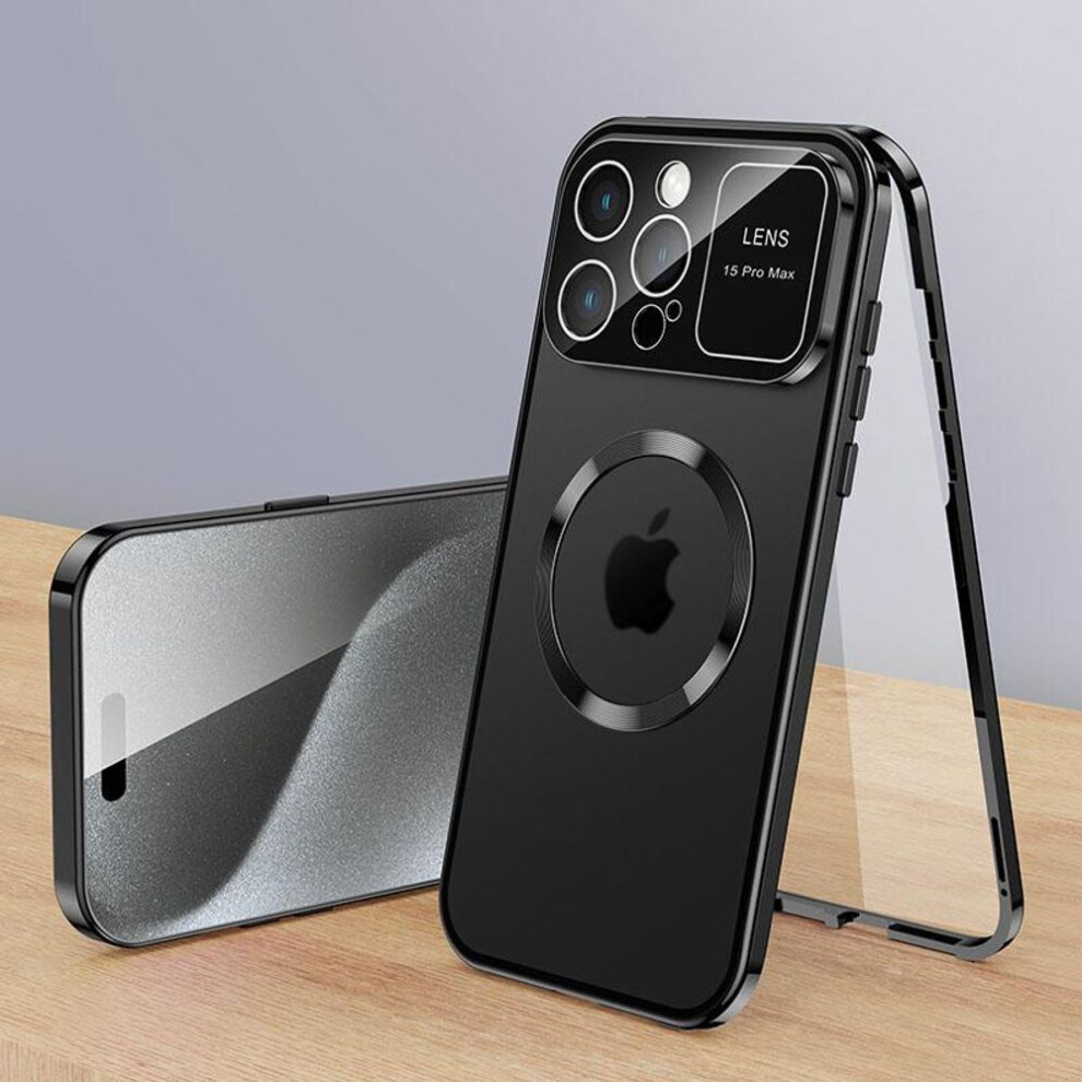 (black, For iPhone 13 Pro) Magnetic Full Coverage Phone Case For Iphone 13 12 14 15 16 Pro Max 14 Plus Metal Aluminum Phone Cover Magsafe For IPHON 13 14 Promax