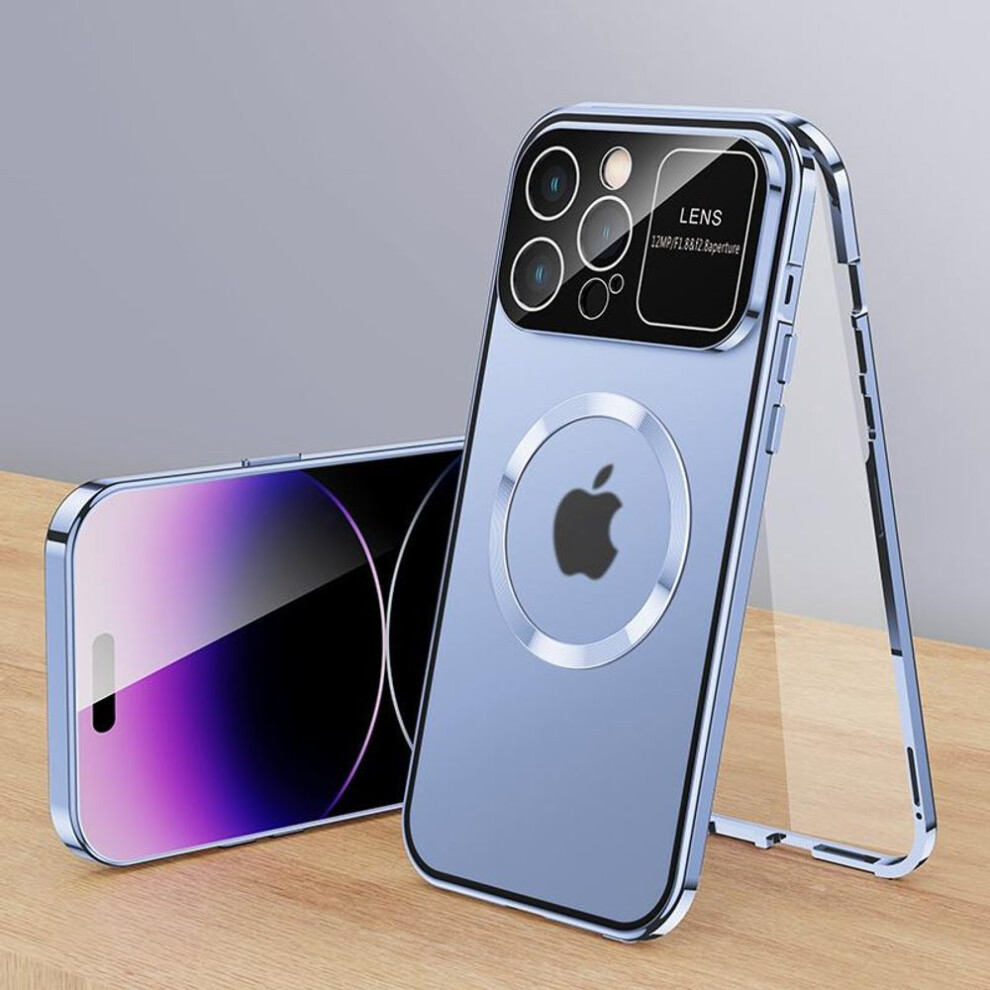 (blue, For iPhone 16 Pro Max) Magnetic Full Coverage Phone Case For Iphone 13 12 14 15 16 Pro Max 14 Plus Metal Aluminum Phone Cover Magsafe For IPHON 13 14 Promax
