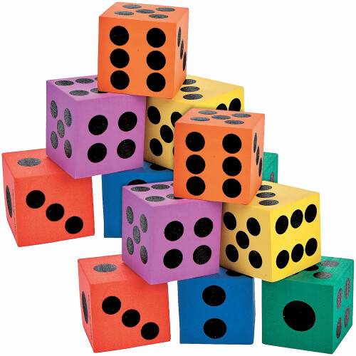 Fun Express - Sortiment af skumterninger - Leget?j - Spil - Indend?rs- og minispils?t - 12 stk.