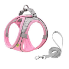 (pink, S) Cat Harness Leash Set Escape Proof Kitten Harness For Cat Small Dog Breathable Puppy Pet Walking Lead Leash Cat Accessories