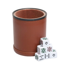Läder Dice Cup med Poker Dice Filt Insida Tyst Shaker för Yahtzee Farkle