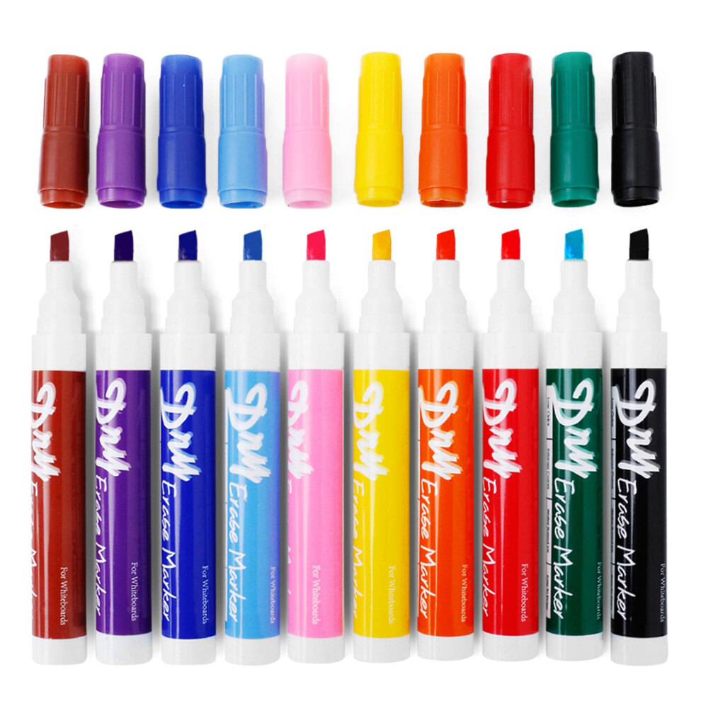 Volcanics Dry Erase Markers Geurarme Beitelpunt Whiteboardmarkers Verpakking Van 10, 10 Kleuren-image