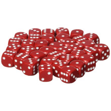 Sady kociek Chessex d6: Nepriehladn cerven s bielou 12 mm eststrann kocka (36) blok kociek
