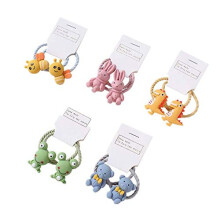 KDDOM 10 Pz Elastici per Capelli Animali Cartoon Carini per Ragazze, Ape, Orso, Coniglio, Rana, Dinosauro (Colorati)