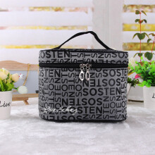 (Grey) Makeup Capacity Large Bag Stylish Womens Travel Storage Toiletries Box Portable