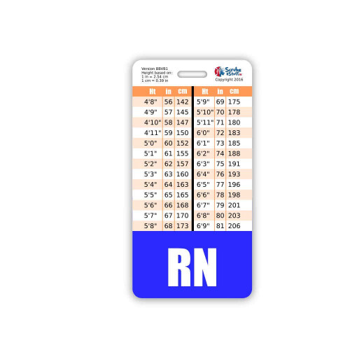 RN Badge Buddy Κάθετος με Πίνακες Μετατροπής Ύψους & Βάρους (Κανονικό, Μπλε) 1