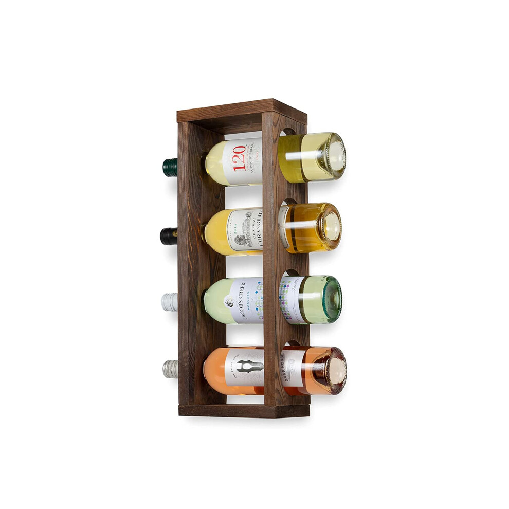 Rustic State Sonoma Wall Mounted Wood Vertical Wine Rack Holder Storage Shelf Organizer for 4 Bottles - Home, Kitchen, Dining Room Bar D?cor - Walnut-image-OPC-PDPR9ZW-NEW