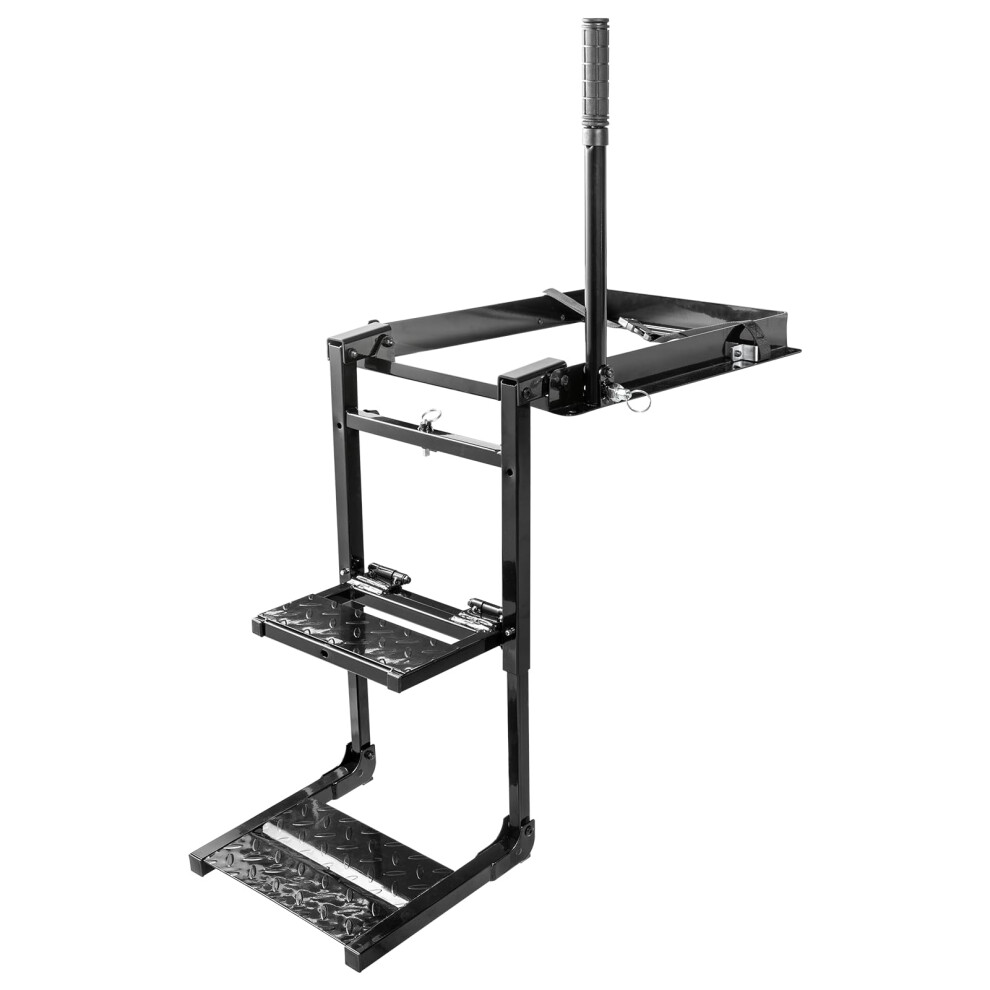 Foldable Tailgate Ladder Rack with Two Step Pad Rung Retractable Truck
