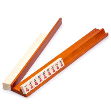 Yellow Mountain Imports 18 pollici di legno di pino scuro Mahjong Game Rack con pusher incorporati - Set di 4
