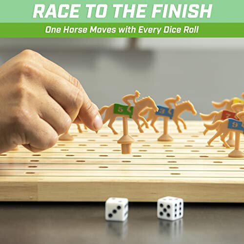 GoSports Derby Dash Αγωνιστικό Παιχνίδι - Ιπποδρομίες με 2 Ζάρια και Σβηστό Πίνακα 1