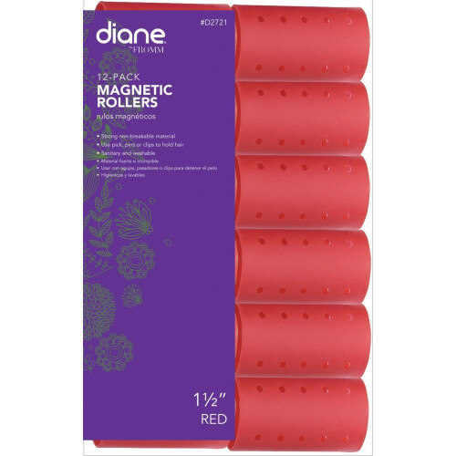 Diane Magnetische Haarroller, Rood, 1 1/2 Inch