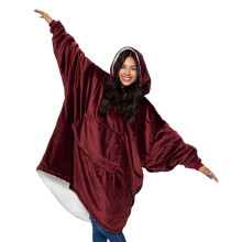 THE COMFY Original | Couverture portable surdimensionn?e en microfibre et sherpa, vue sur Shark Tank, taille unique Bordeaux