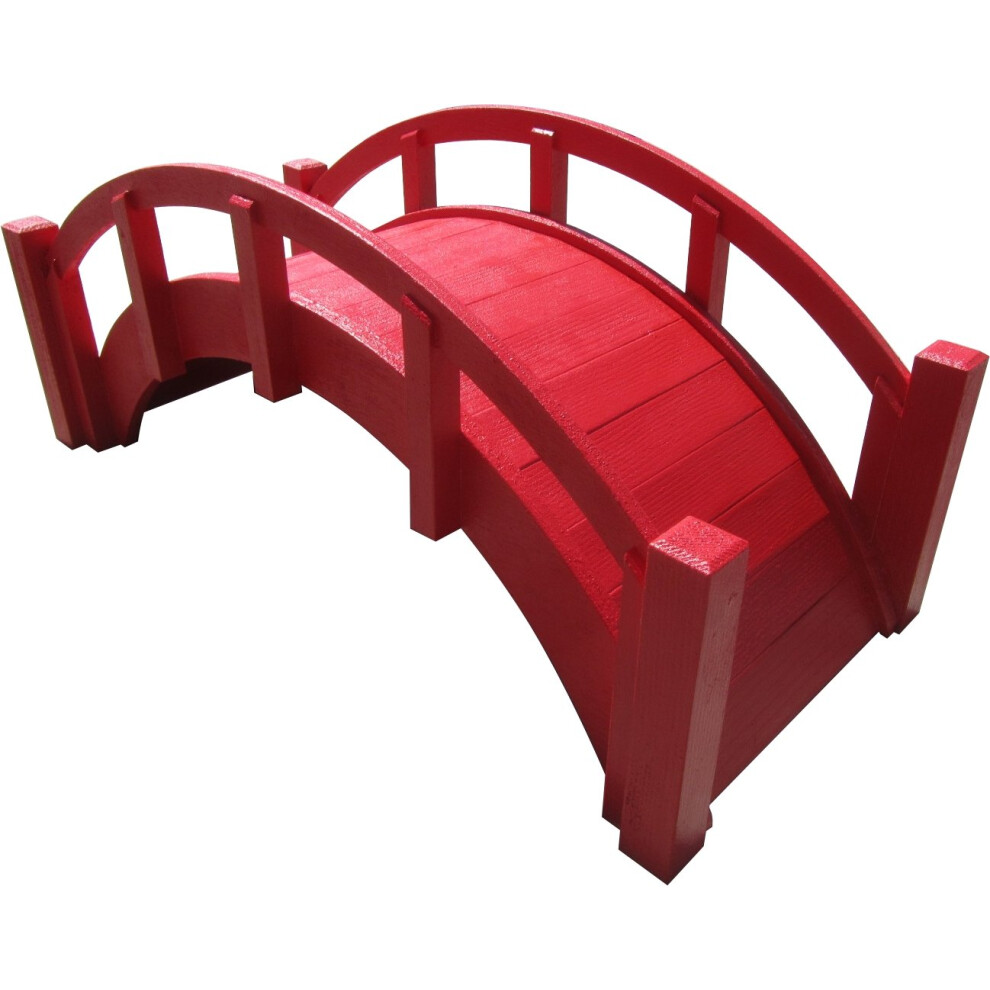 Pont de jardin miniature japonais en bois SamsGazebos, rouge, assembl?, 25" de long x 11" de haut x 11-1/2" de large, fabriqu? aux ?tats-Unis