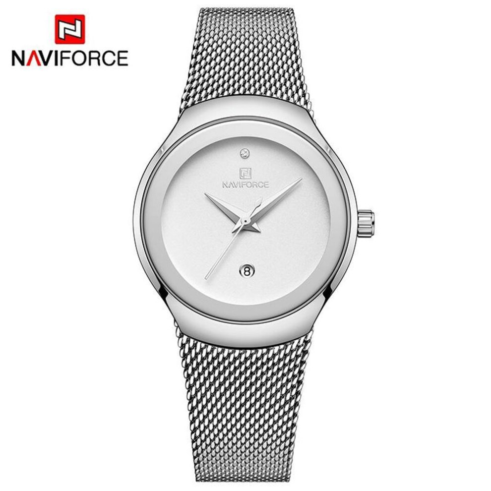 (silver) Naviforce Women‘s Quartz Watches Fashion Ladies Stainless Steel Luxury Dresses Wristwatch Clock