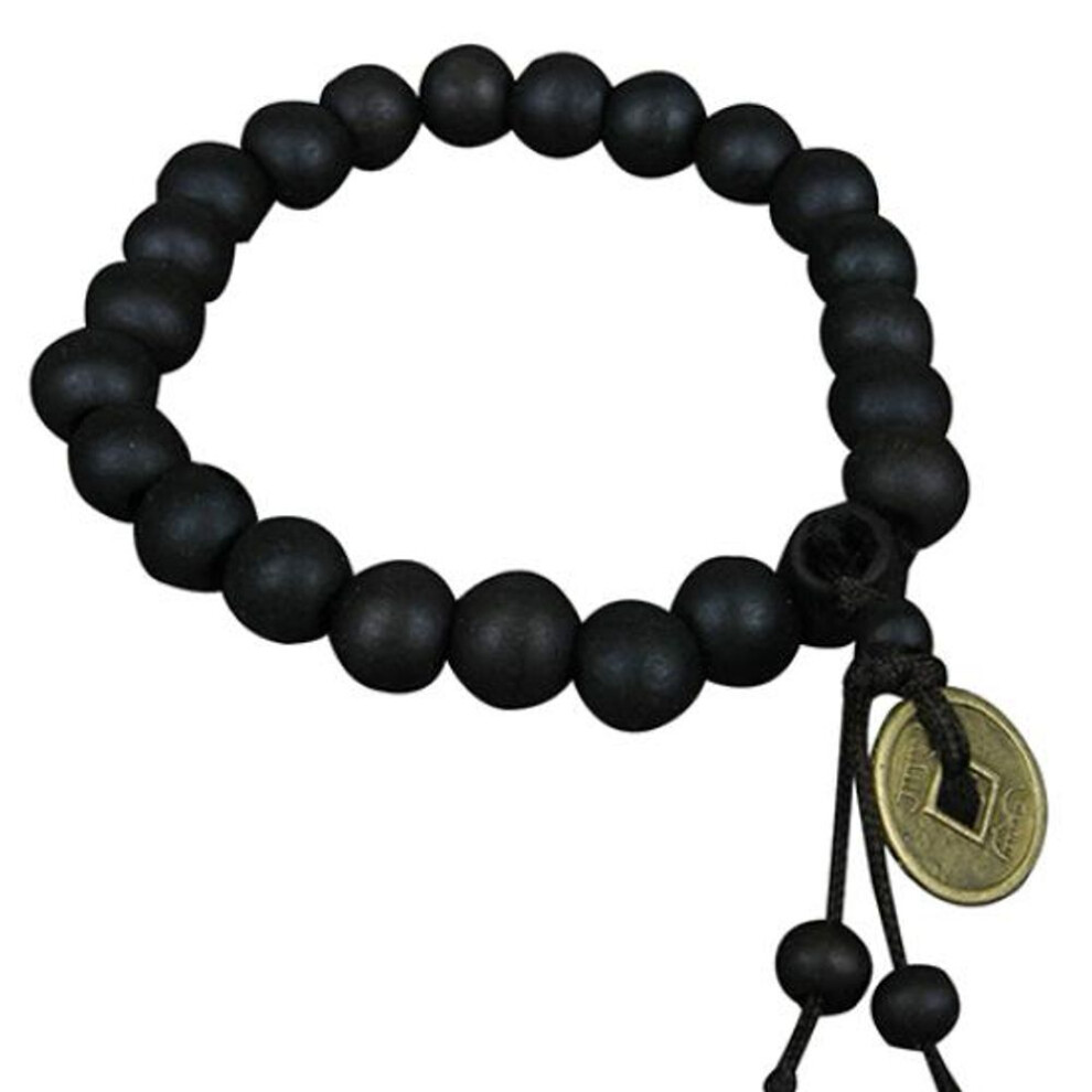 Wood Buddha Buddhist Prayer Beads Bracelet Copper Coin Bangle Wrist Ornament