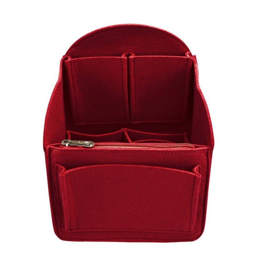 (red, L - 34x27x15 cm) Make Up Organizer Felt Insert Bag For Handbag Travel Inner Purse Portable Cosmetic Bags Fit Various Women Backpack Bags