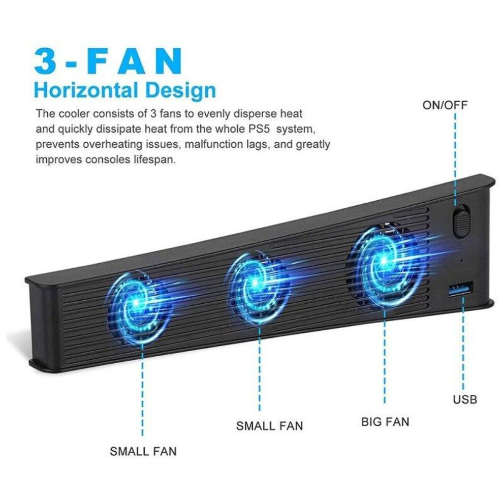 For Ps5 Playstation 5 Console Host Cooling Fan Cooler Game External Accessories Vertical Stand With Cooling Fan Usb Cooler