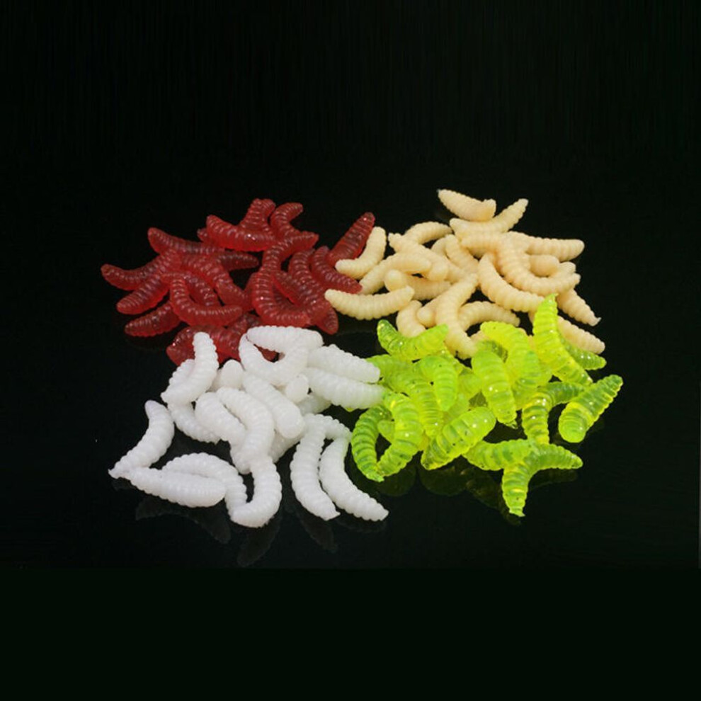 100pcs Soft Bait Maggot Grub Protein Soft Lure Baits Worm Artificial Fishing Lures For Carp