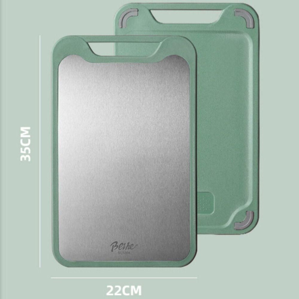 (green, S) Double-Sided Cutting Board 304 Stainless Steel Cutting Boards Mats Vegetable Cutting Board  Kitchen
