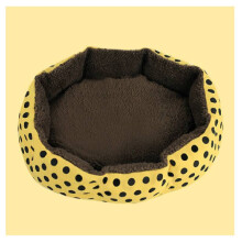 (Yellow) Dot Octagon Polka Dog House Cotton Plush Warm Pet Bed Cat Washed Nest Dismantled