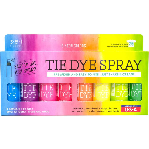 S.E.I. Neon Tie-Dye Kit Textil Spray Dye 8 barev