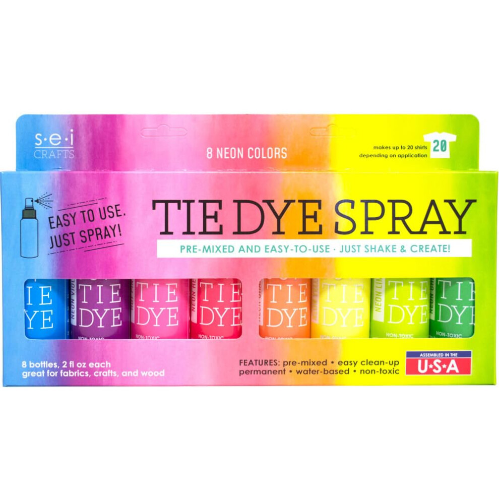S.E.I. Neon Tie-Dye Kit, Fabric Spray Dye, 8 Colors
