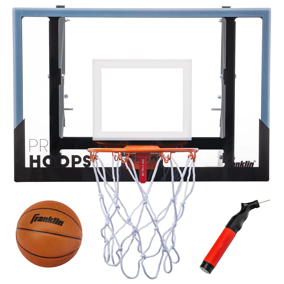 Franklin Sports Wall Mounted Basketball Hoop - Fully Adjustable - Shatter Resistant - Accessories Included  Black/White