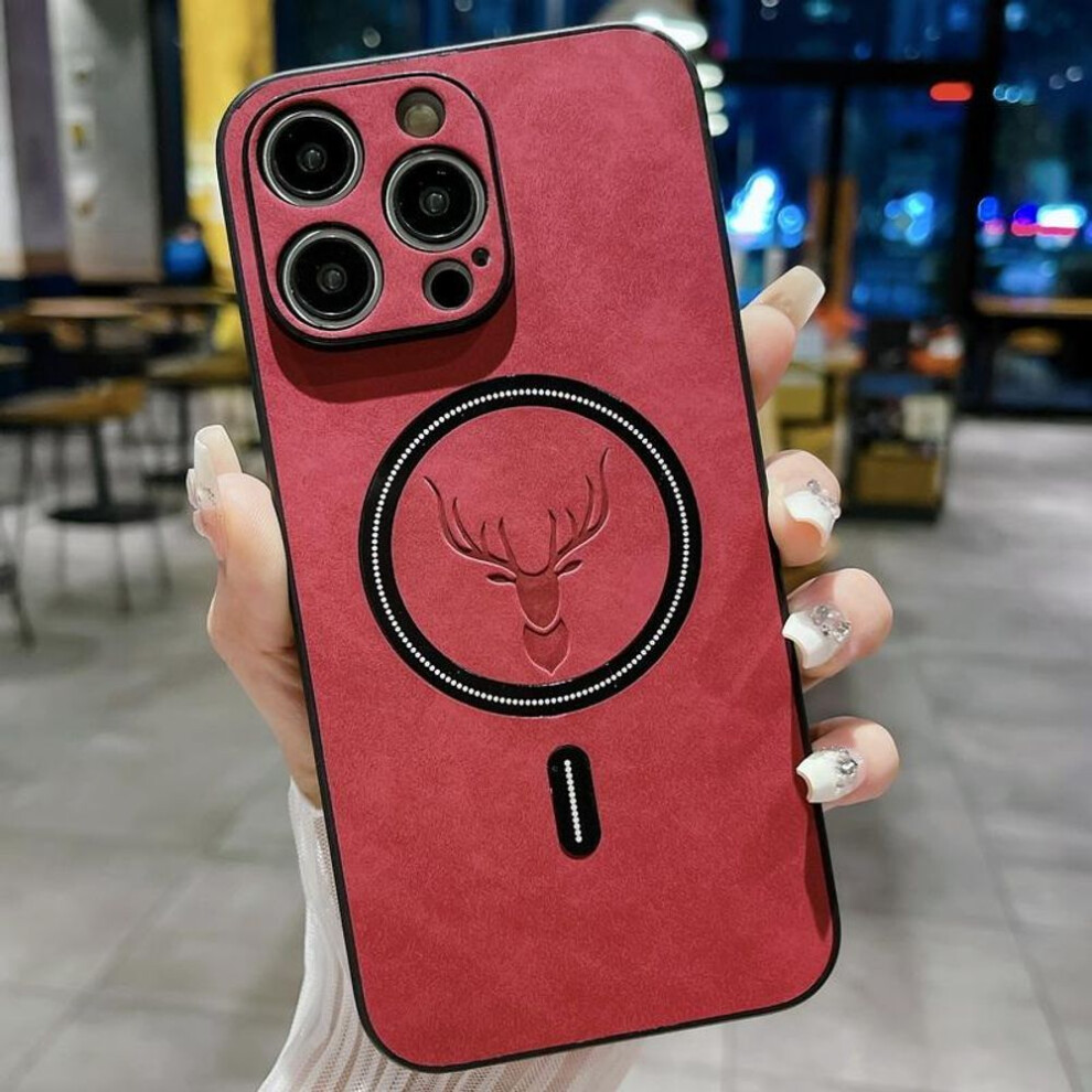 (red, Samsung S24) For Iphone 16 15 Plus 14 13 12 Pro 11 Samsung S23 FE S24 Matte Leather Cover For Magsafe Wireless Charge Luxury Vintage Phone Case