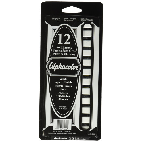Quartet Derwent Alphacolor Soft Square Pastels  White  12 Pastels per