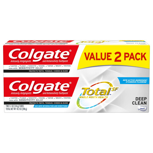 Colgate Dentifricio Colgate Total, Deep Clean, 5,1 once, 2 pezzi