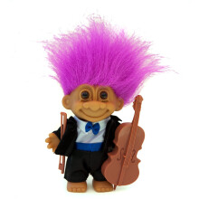 Mein glcklicher Symphonie-Musiker-Troll mit Smoking und Cello  Fushia Hair