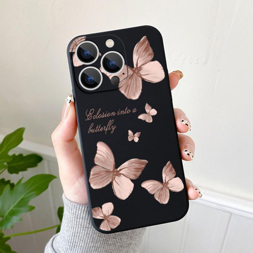 (black, iPhone 11 Pro Max) Butterfly Pattern Soft Phone Cover For iPhone 16 15 Pro Max 14 13 Samsung S24 S23 FE S22 Ultra A54 A53 Xiaomi 13T Redmi Note 12 11 Shockproof TPU Case