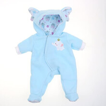 JC Toys | Boutique Berenguer | Roupa de boneca de beb    | Onesie com capuz com tema de elefante azul | Idades de 2+ | Se encaixa em bonecas 14 """"-