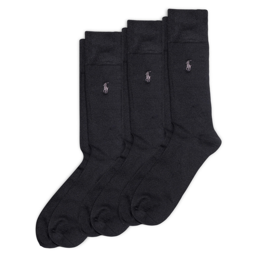 Lot de 3 paires de chaussettes plates ultra douces pour homme POLO RALPH LAUREN Noir M