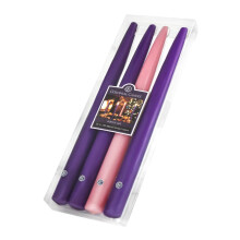 colonial candle Unscented Taper candle, Hand-Dipped, Drip-Less & Smokeless, Premium Wax with cotton Wick, Multi, 12 in, 4 pk