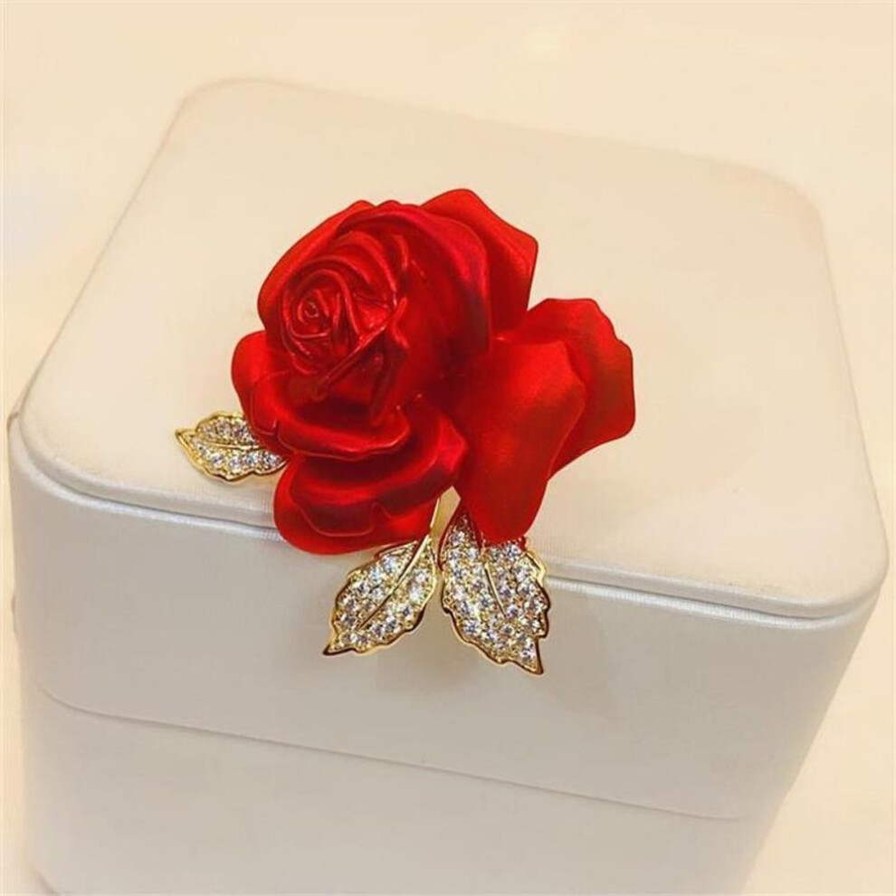 Temperament Red Rose Brooch High-End Suit Accessories Pins Design Brooches