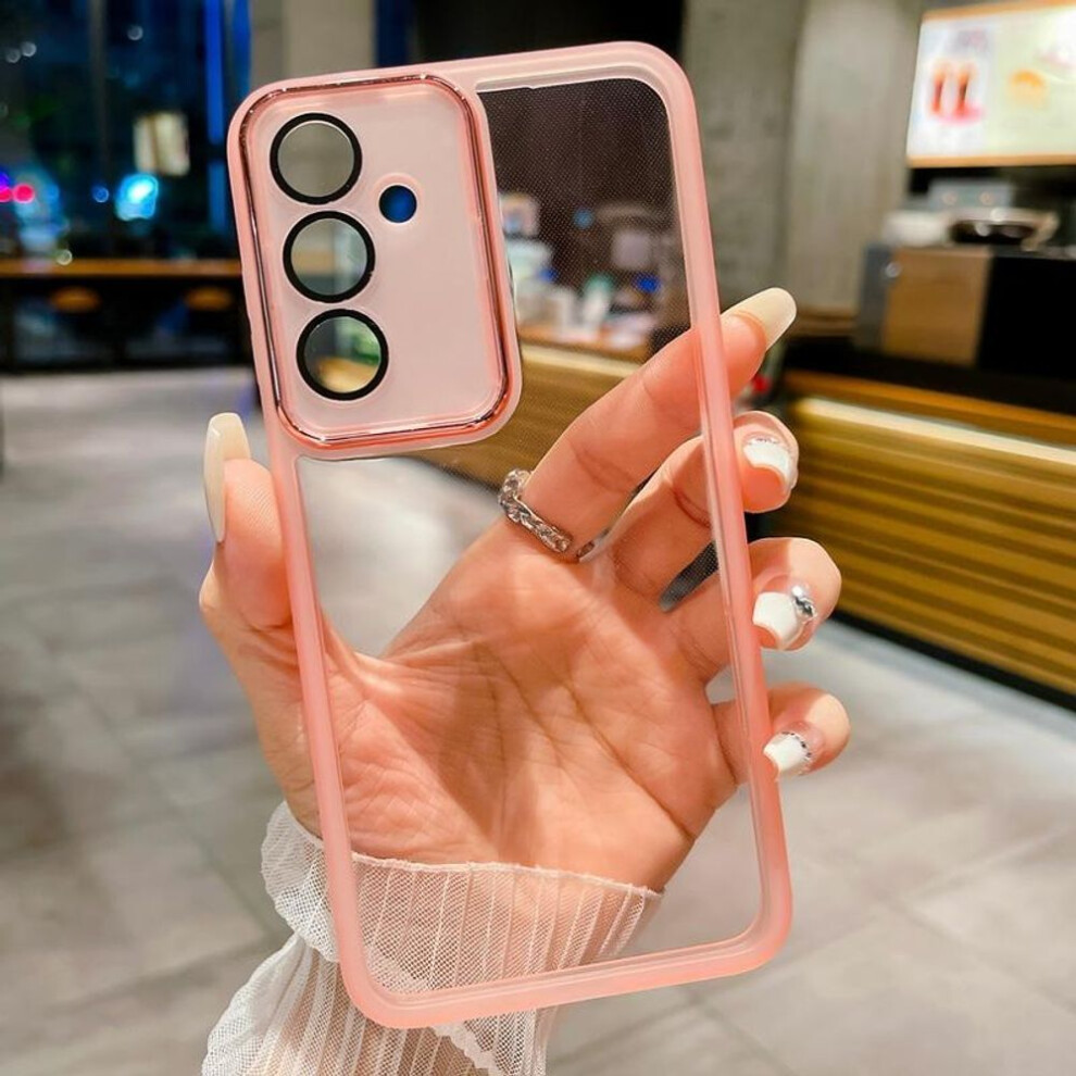 (pink, Samsung A73 5G) Color Clear Lens Protect Case For Samsung S25 S24 FE S23 A16 A55 iPhone 16 Pro Max 15 14 13 12 11 Xiaomi 13T Redmi Note 12 Shockproof Slim Phone Cover