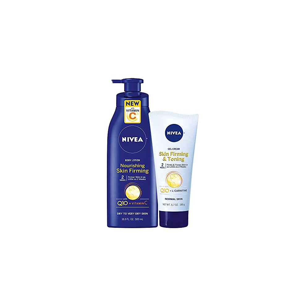 NIVEA Skin Firming Body Lotion Variety Pack with 16.9 Fl Oz Nourishing Body Lotion and 6.7 Oz Skin Firming Gel Cream