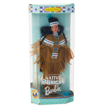 Barbie 1997 Collector Edition Dolls of the World 12 polegadas Doll - Quarta edi      o Barbie nativa americana com bandeira da saia Poncho Moccasins
