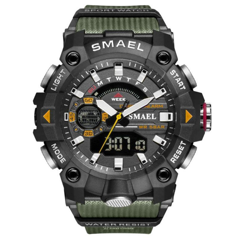 (army green) Smael Military Watches Men Sport Watch 50m Waterproof Wristwatch Stopwatch Alarm Led Light Digital Watches