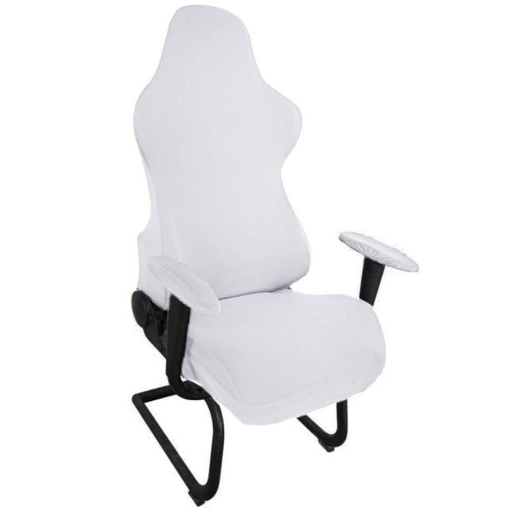 (white) Gaming Chair Slipcover Stretch Seat Chair Cover For Leather Computer Reclining Racing Ruffled Gamer Chair Slipcover