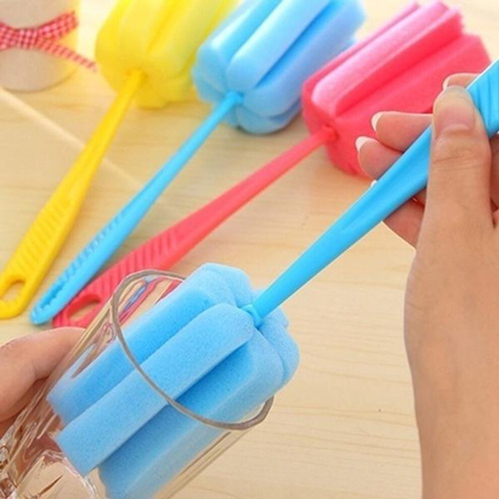 (multicolor) 2pcs Kitchen Cleaning Tool Sponge Brush For Wineglass Bottle Coffe Tea Glass Cup Color Random