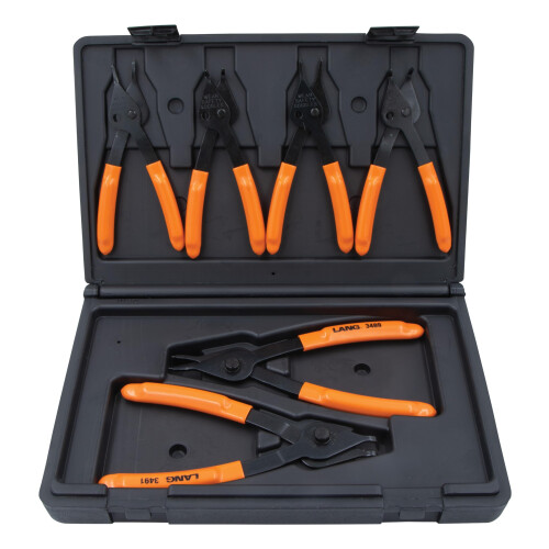 Lang Tools (3497 6-Piece Fixed Tip Combination Internal/External Snap Ring Pliers Set, Black