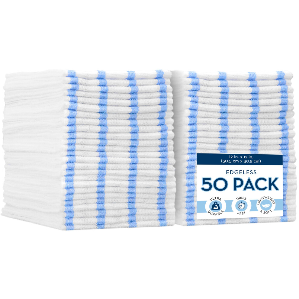Panni Per La Pulizia In Microfibra Viking Bulk Senza Bordi, Strisce Bianche E Blu, Confezione Da 50 Pezzi-image