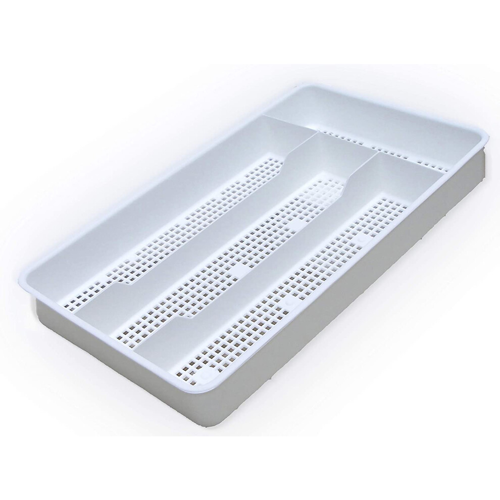 Plateau de rangement pour tiroir de cuisine, petits ustensiles, couverts, argenterie, Dial Industries, blanc