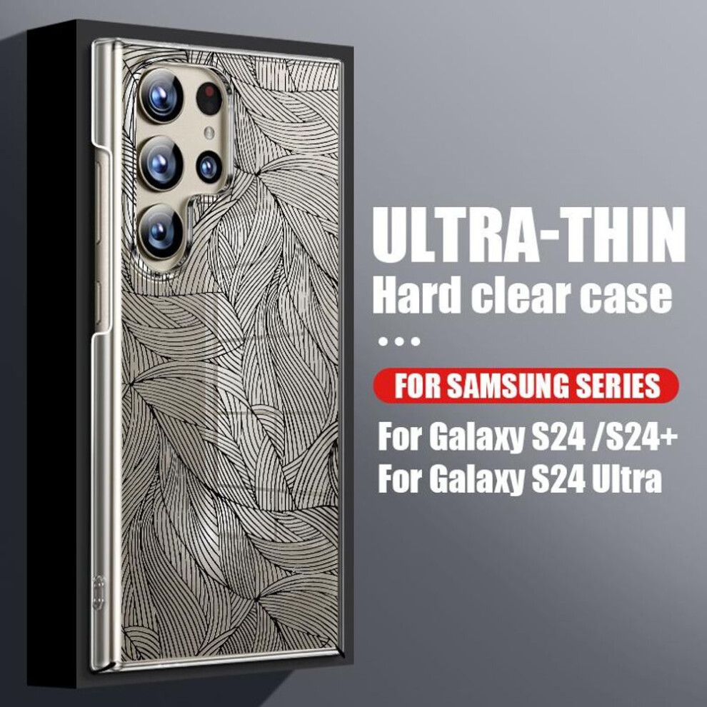 (black, Samsung S22 Plus) For Samsung S24 Ultra S23 Plus S22 S21 S20 Fe A54 A34 A14 A52 A53 5g A13 4g Leaf Texture Glossy Hard Pc Clear Slim Shockproof Phone Case